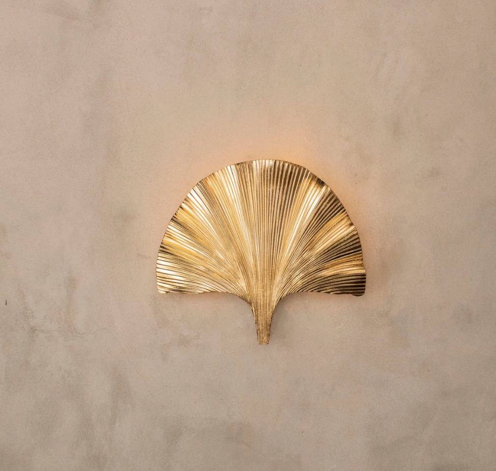 Art Deco Lamp Wall Hanging, Handmade Ginkgo Leaf Gold Wall Sconce, Bedside Lamp Reading Light, Modern Bathroom Vanity Light Model:ASTARA